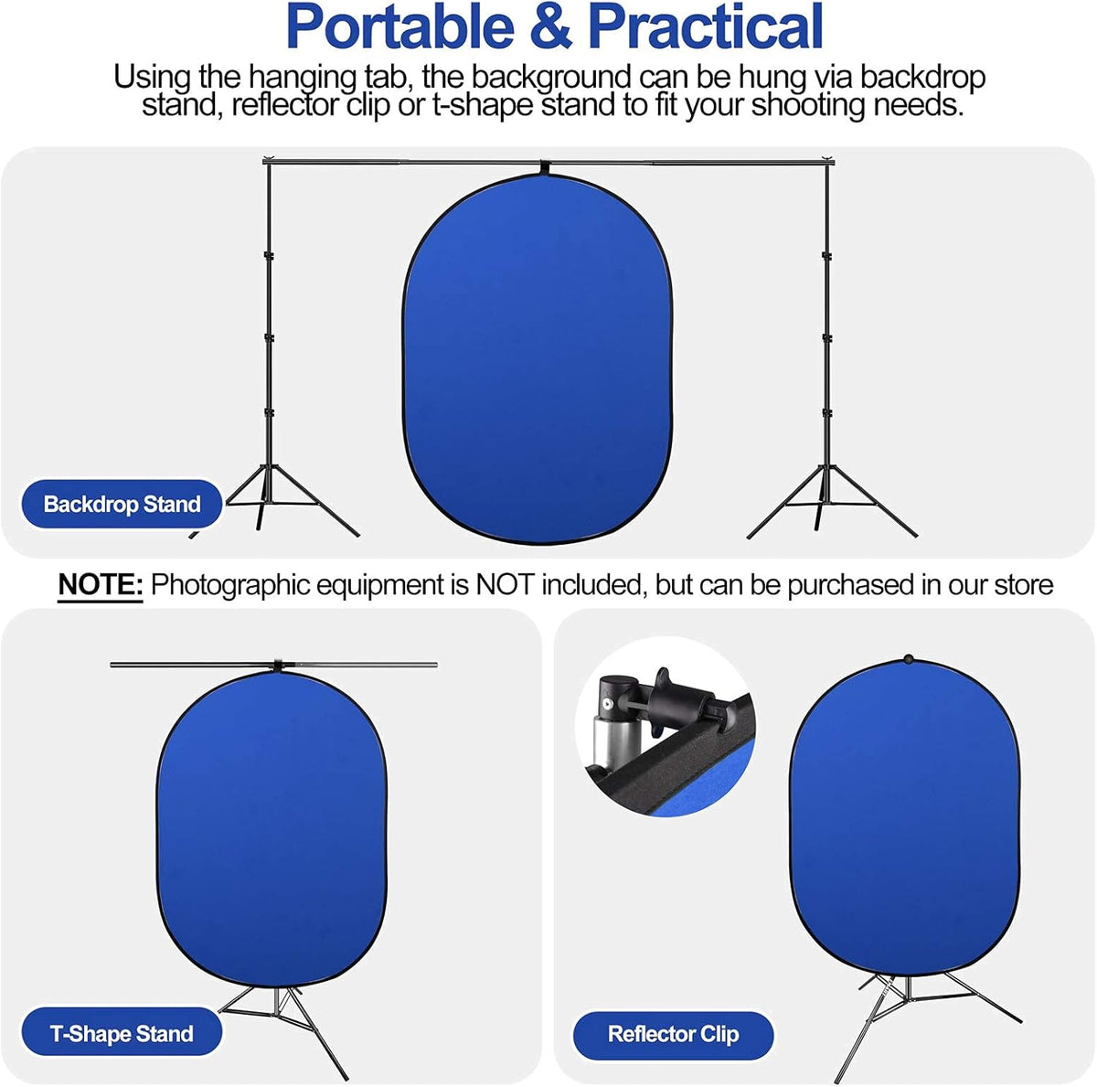 Portable Green Screen Backdrop 5 x 6.5ft Collapsible Chromakey Background Q660