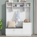 Black Hall Tree with Shoe Cabinet and Hanging Hooks A70673