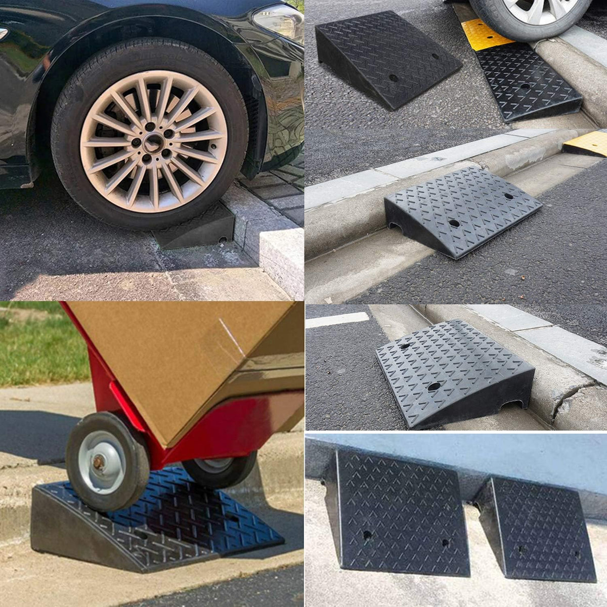5.9'' Rise Rubber Curb Ramp 10 Tons Car Slope Ramp 5.9 x 15.7 x 18.7in K606990