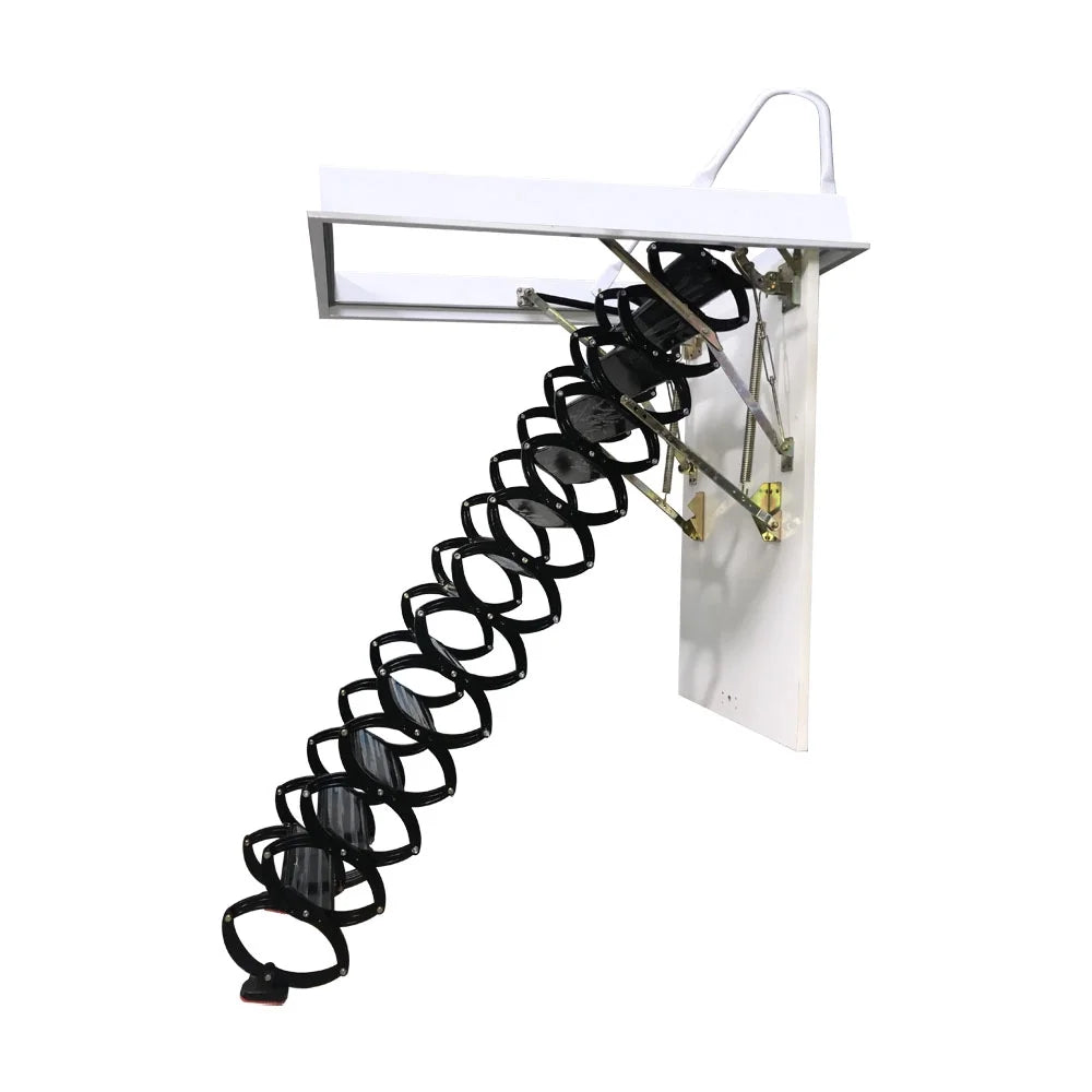 Black 13 Steps Ceiling Mounted Telescopic Loft Ladder L23730