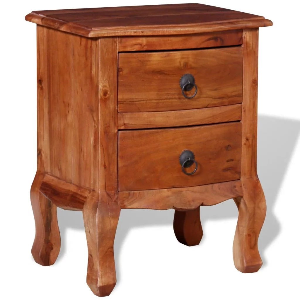 Nightstand with Drawers Solid Acacia Wood A46844