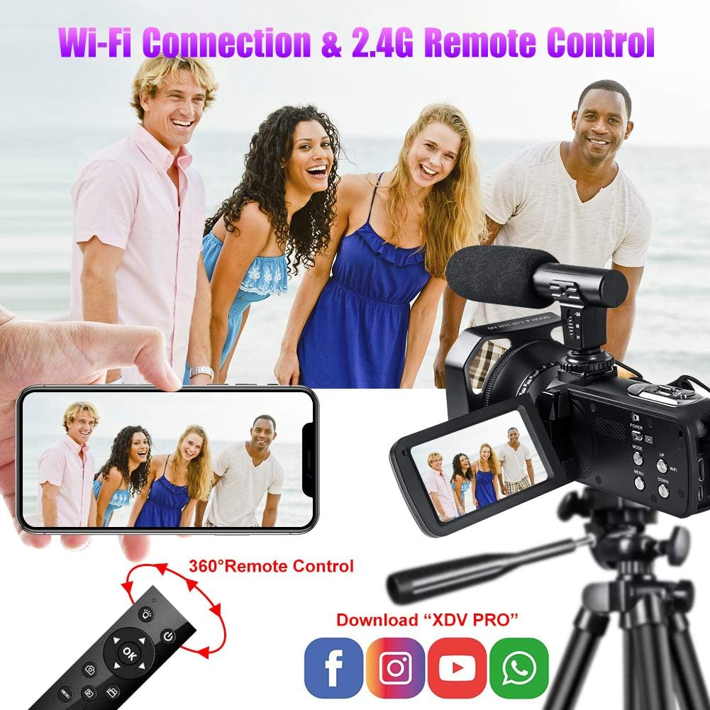4K Video Camera Camcorder with Microphone and Touch Screen M185547