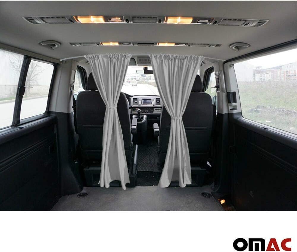 Grey Van Divider Curtains Sunshade Blinds Kit 2 pcs. Curtains 1pcs. Profiles Screws R7261