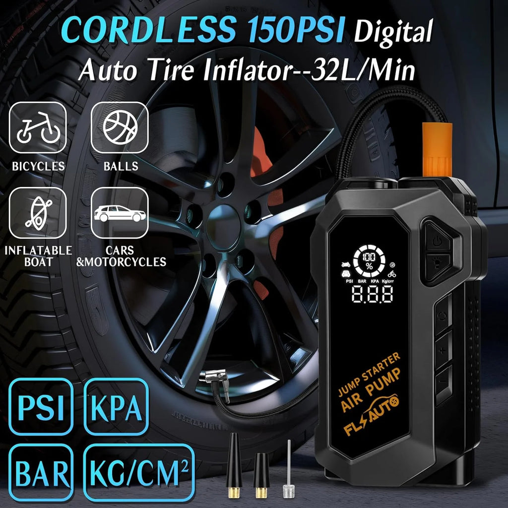 Portable 4000A Peak Car Jump Starter with 150 PSI Air Compressor E70695