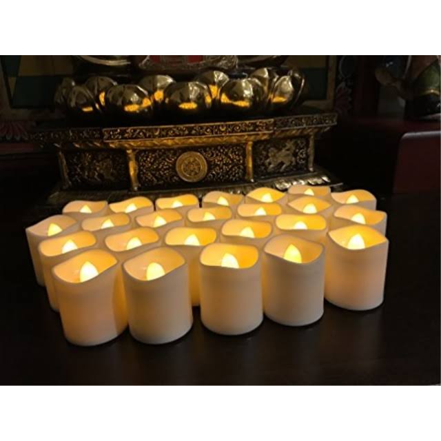 Battery-Powered Unscented LED Tea Light Candles, 24 Pack M6706