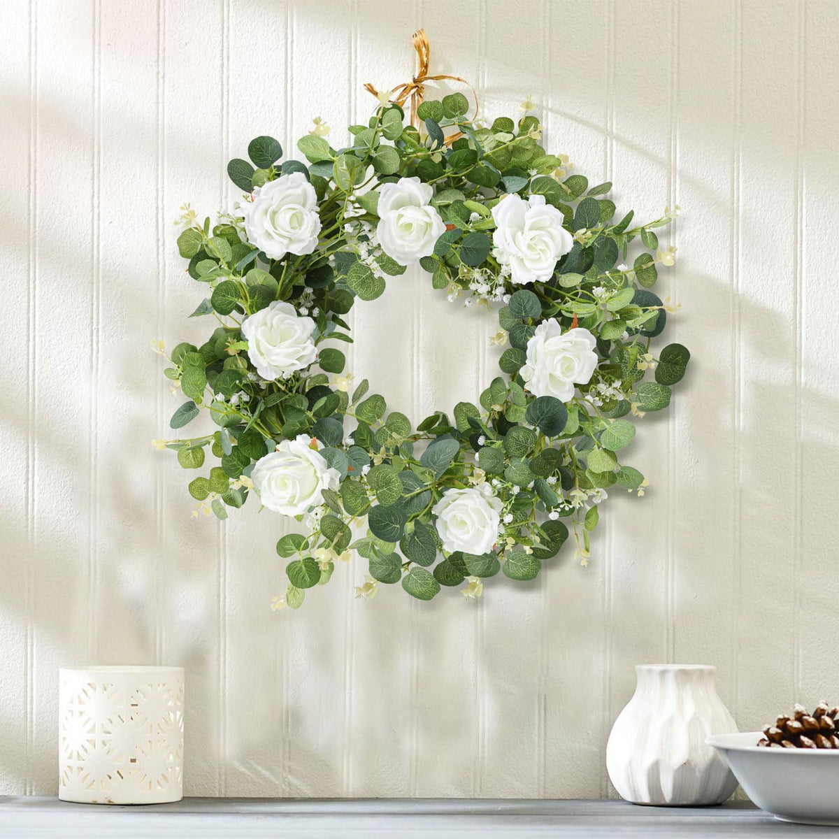 6.5ft Artificial Eucalyptus Garland with Flowers V12492