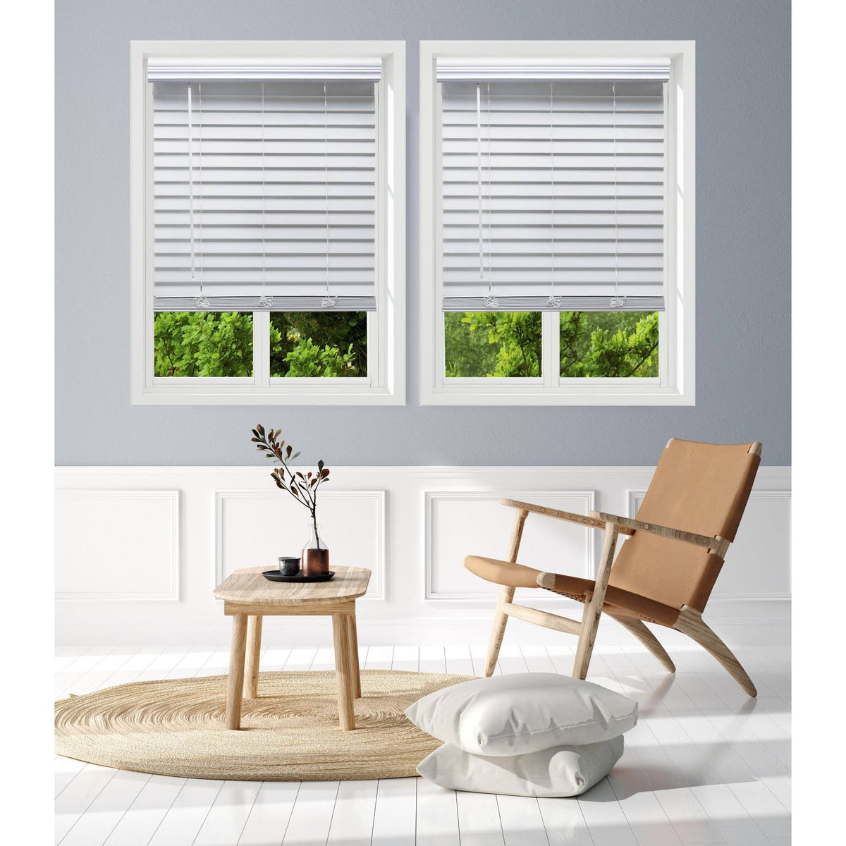 White Faux Wood Blinds C81815