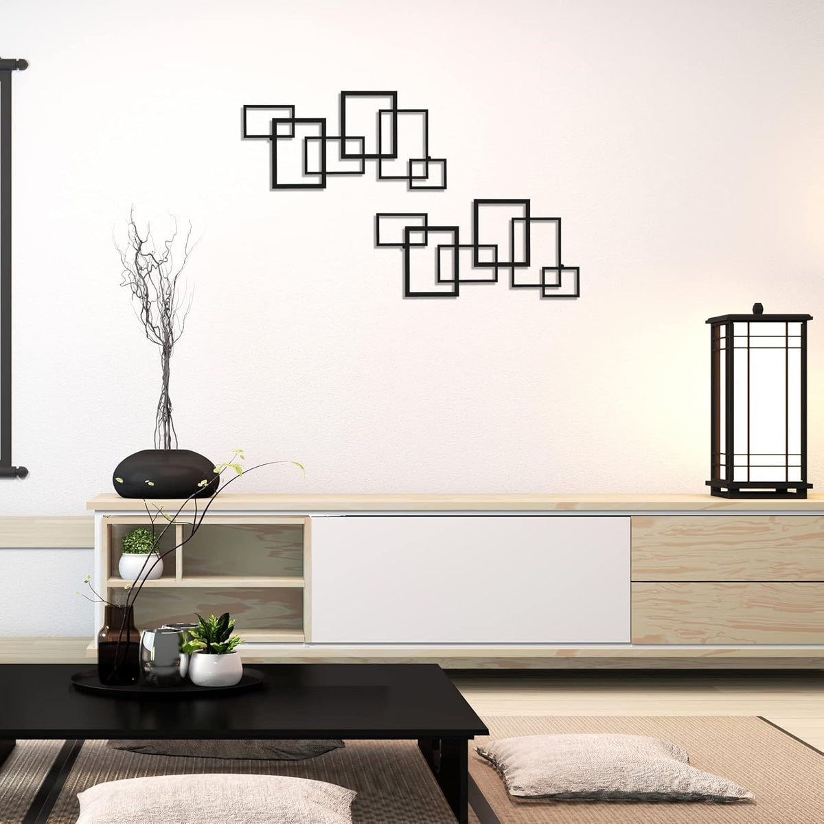 2 Pcs Black Metal Wall Art B8235