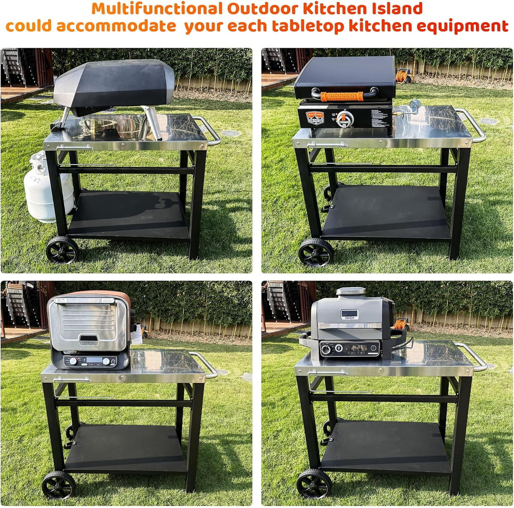 Outdoor Grill Cart Table with Wheels P157