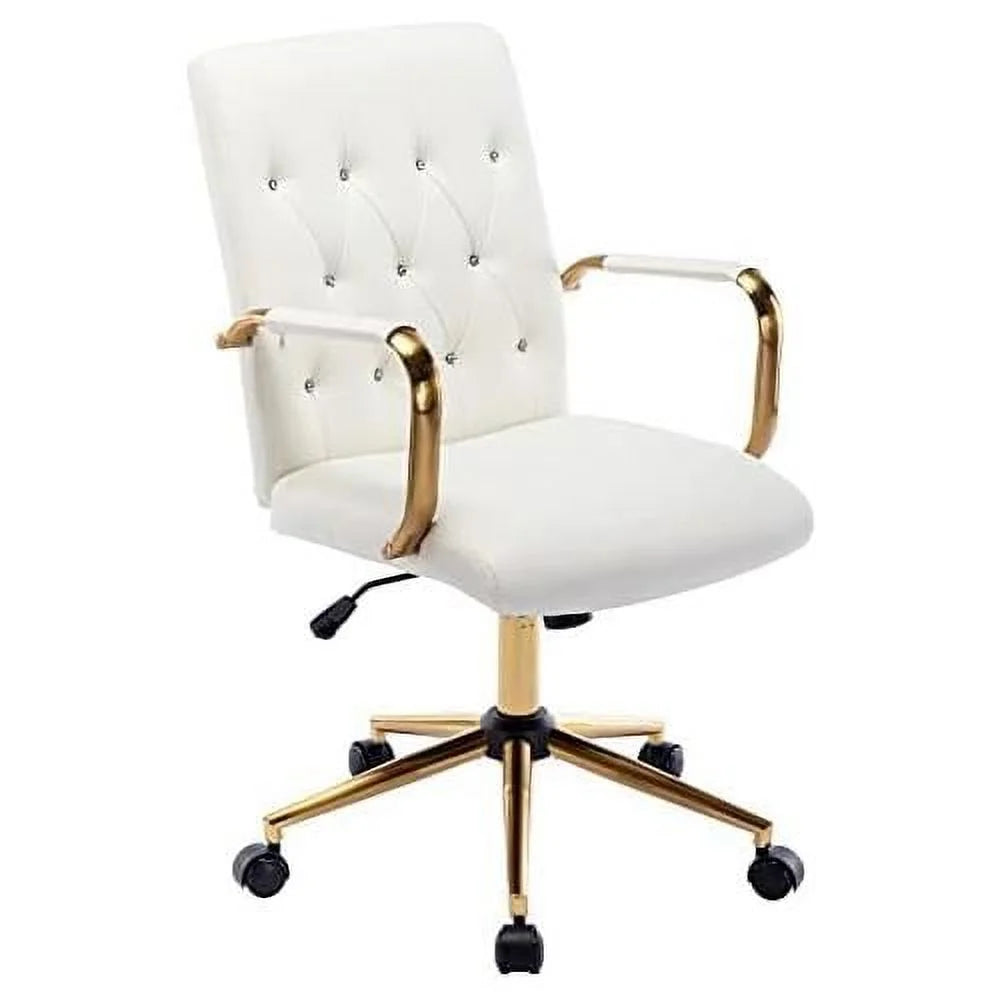 White PU Leather Office Chair with Wheels I196364