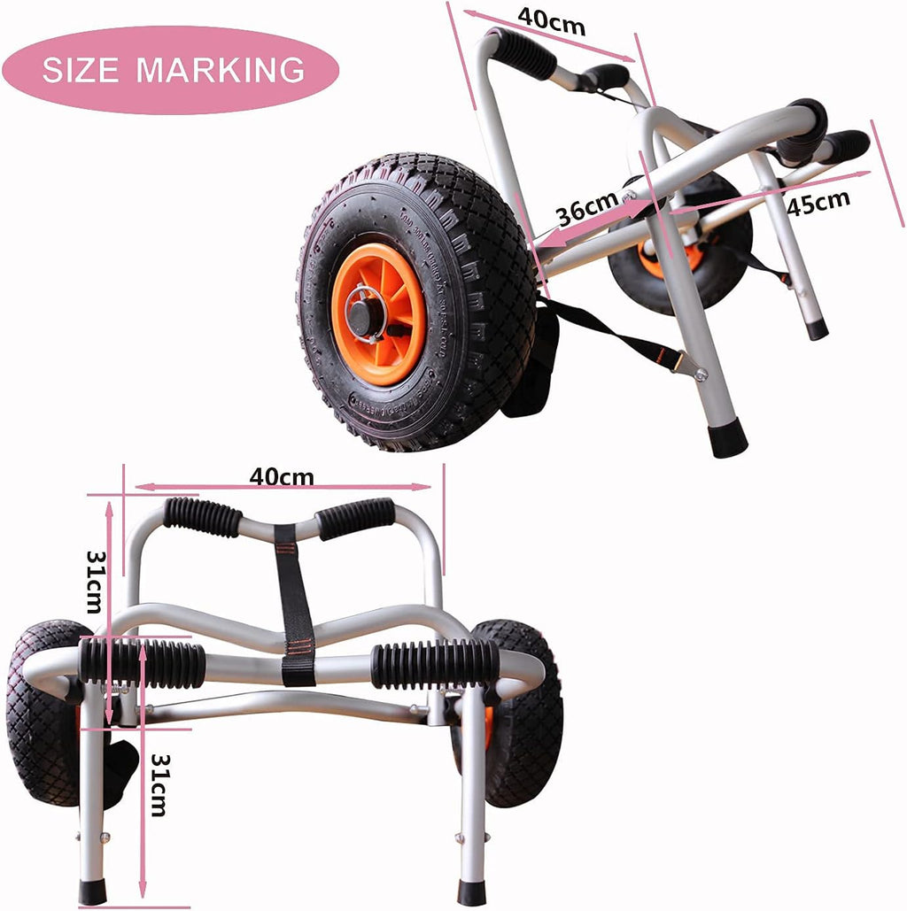 Kayak Cart Canoe Carrier Trolley with 10FT Strap and Inflatable Tires, Pack of 2 V517