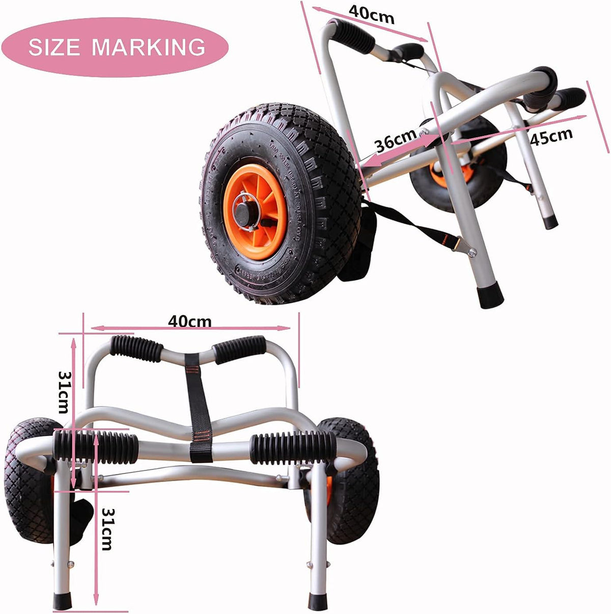 Kayak Cart Canoe Carrier Trolley with 10FT Strap and Inflatable Tires, Pack of 2 V517