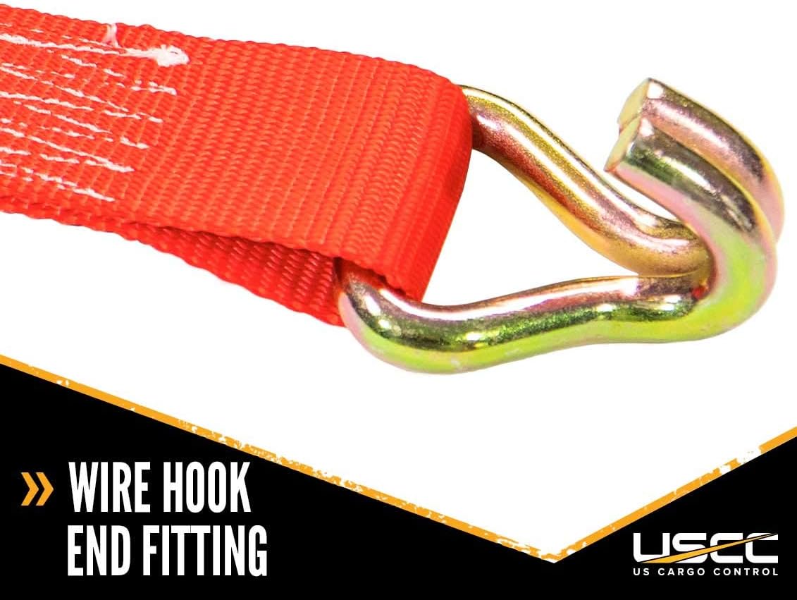 2 Inch x 27 Foot Red Ratchet Straps with Double J Hooks, 4 Pack G503