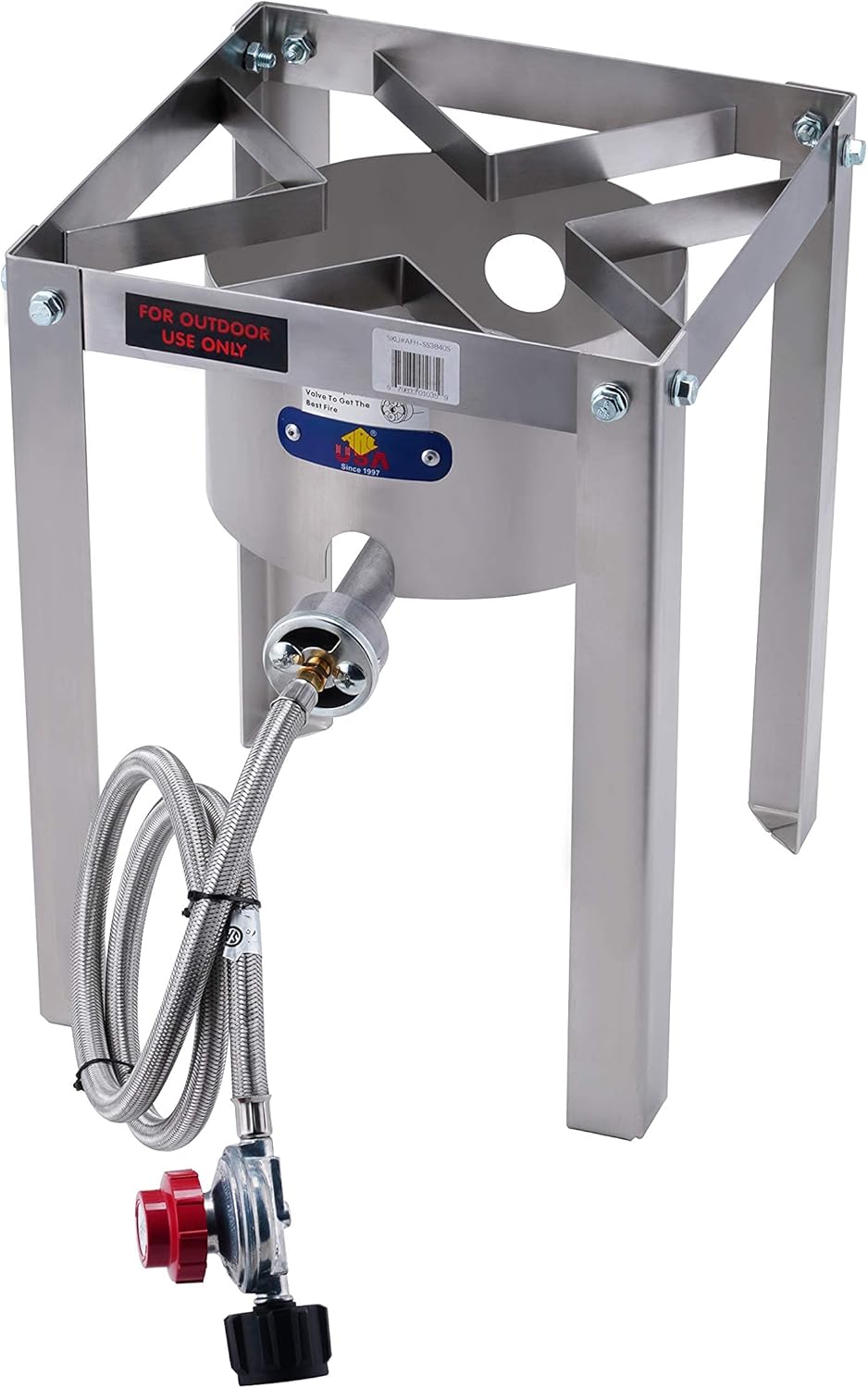 Propane Burner 37,000 BTU, High Pressure Stove with Portable Stand, Cast Iron Single Burner with Hose & Regulator N9924