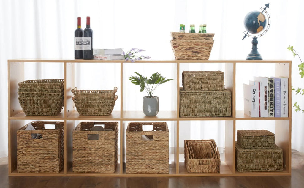 12x12x12 4 Pack Water Hyacinth Wicker Cube Storage Baskets X596530