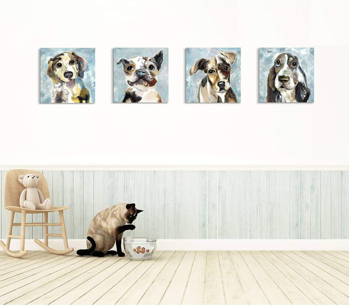 Abstract Dog Canvas Print 16'' x 16'' 4 Panels F37281