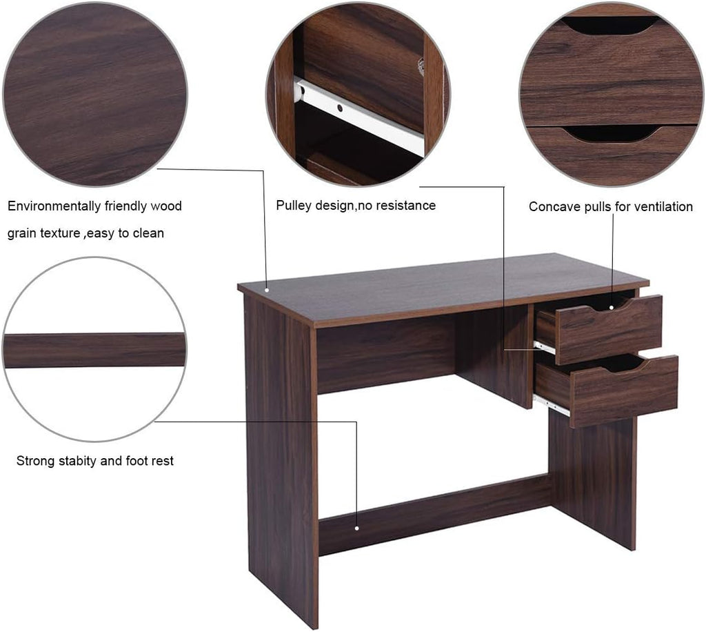 Computer Desk with Drawer 35.4 in Small Wood Desk X7879
