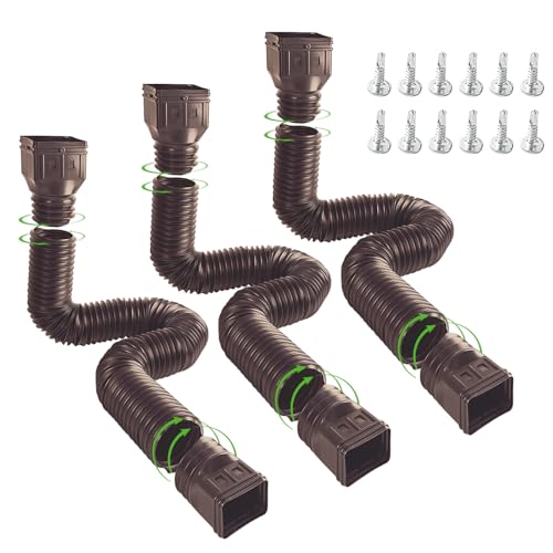 3 Pack Flexible Downspout Extension 21 to 60 Inches Brown G292