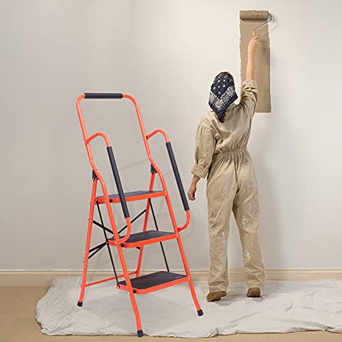 Black 2 Step Folding Ladder with Handrails W639721