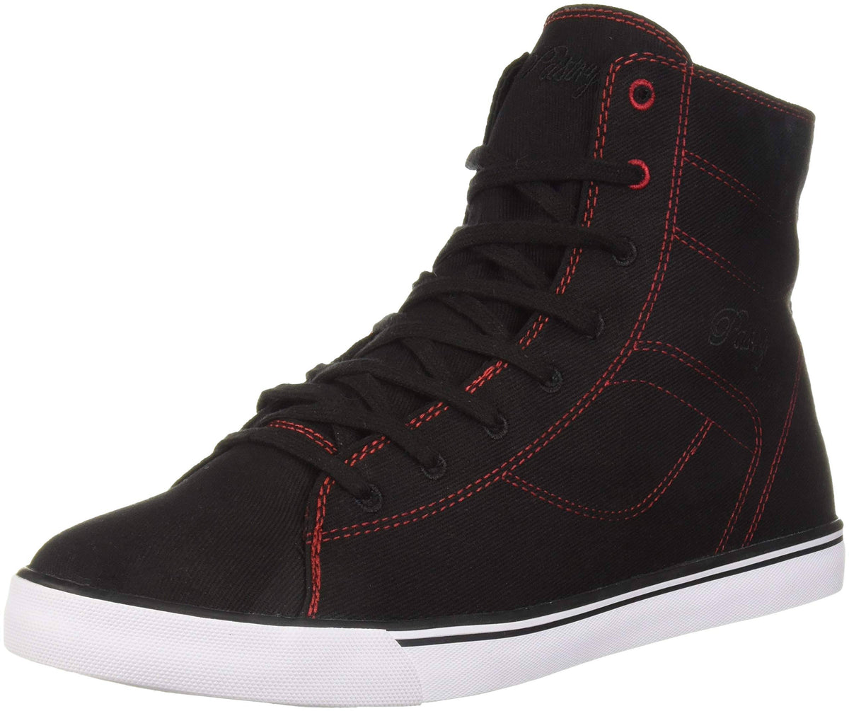 Black Red Canvas High Tops H617