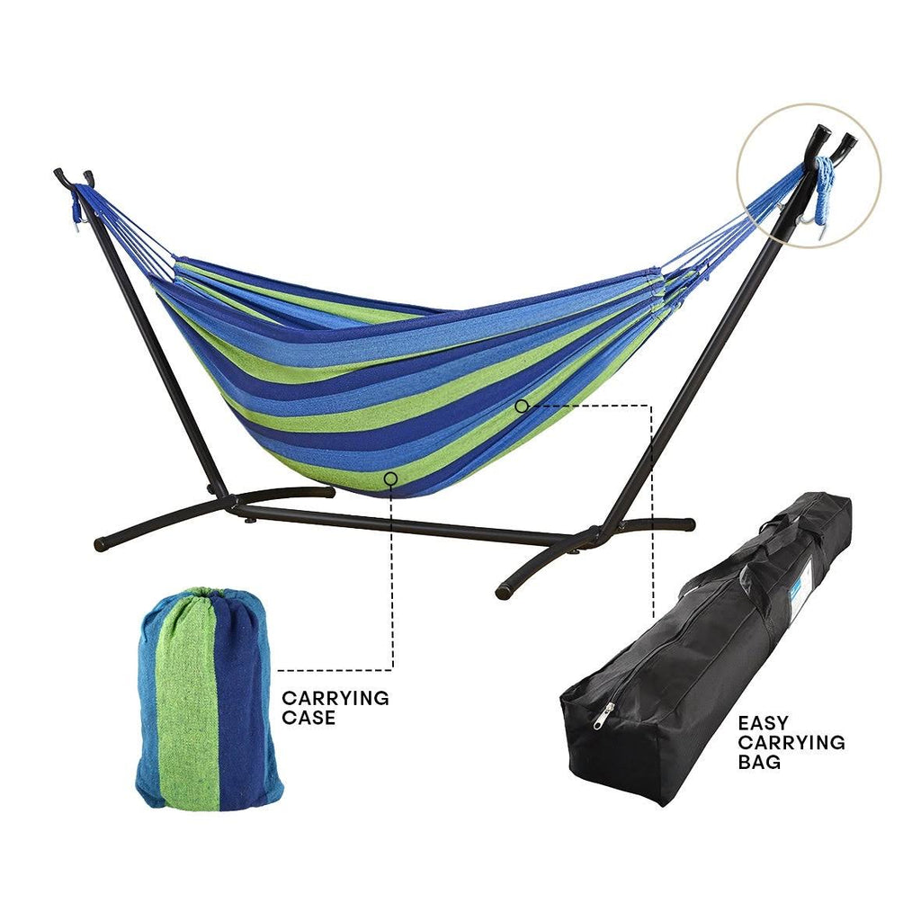 Freestanding Steel Double Hammock with Carry Bag Z28096