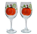 2 Hand Painted Stemmed Wine Glasses Set L636