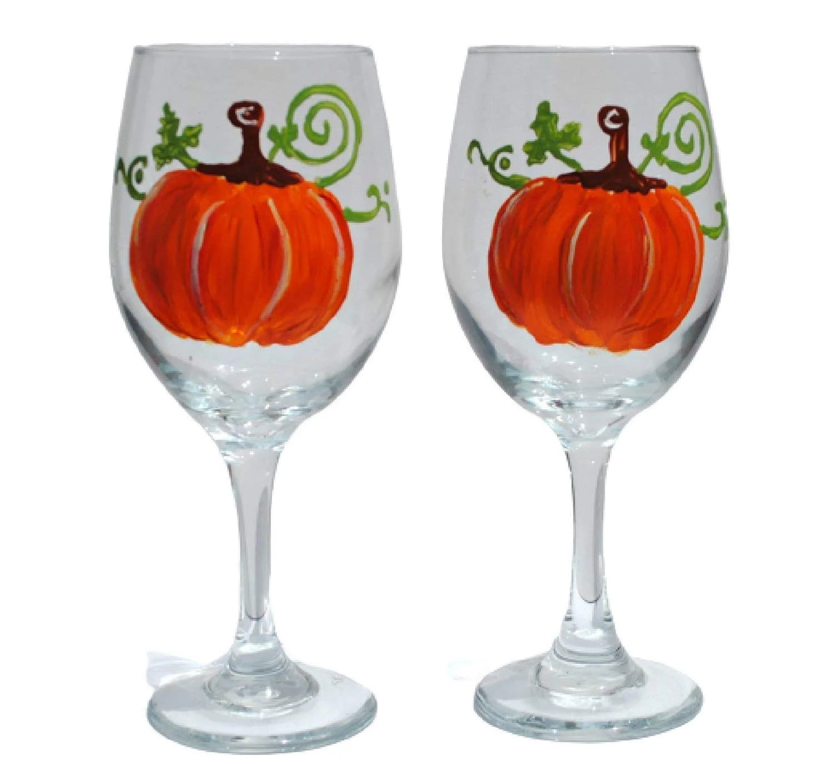 2 Hand Painted Stemmed Wine Glasses Set L636