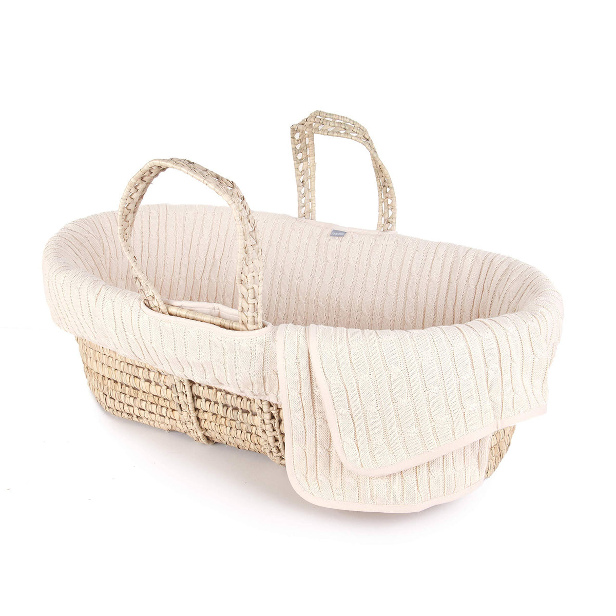 Natural Cable Knit Moses Basket and Bedding Set W462759