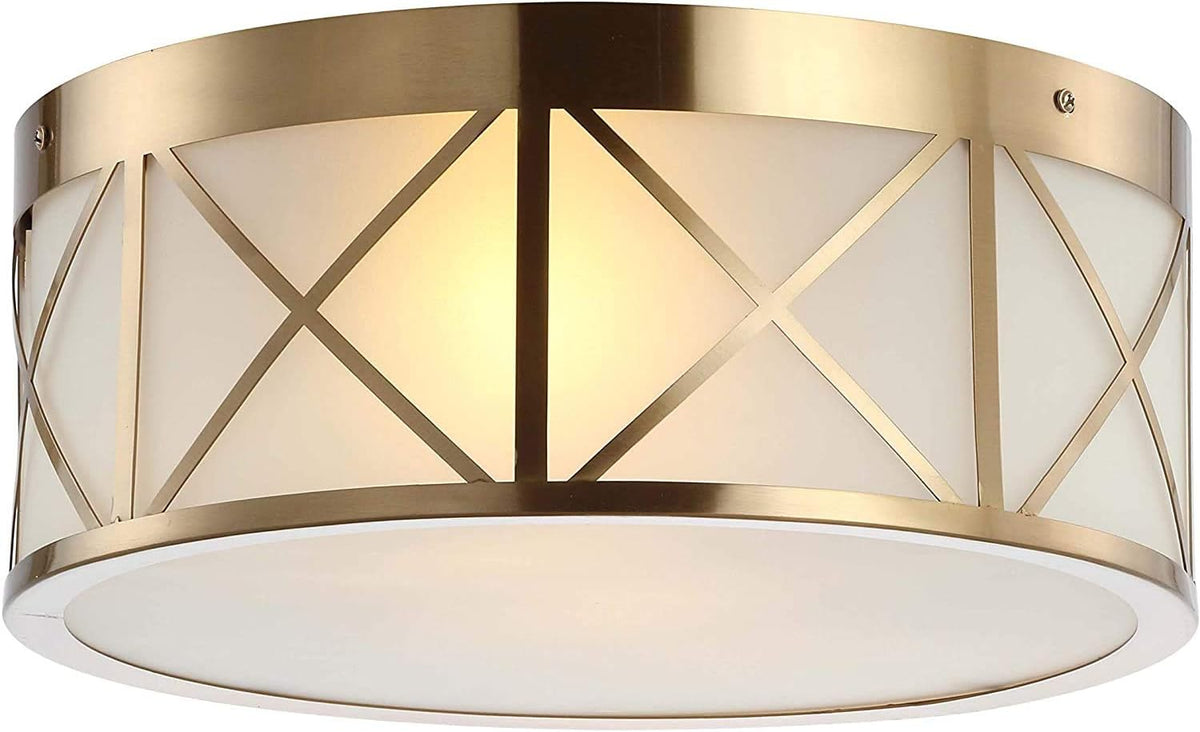 15 Drum Metal/Glass Flush Mount, Brass Gold M57241