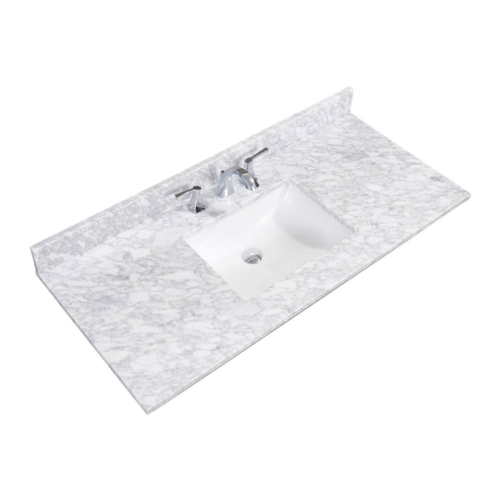 Carrara White Single Bathroom Vanity Top with Sink E29818