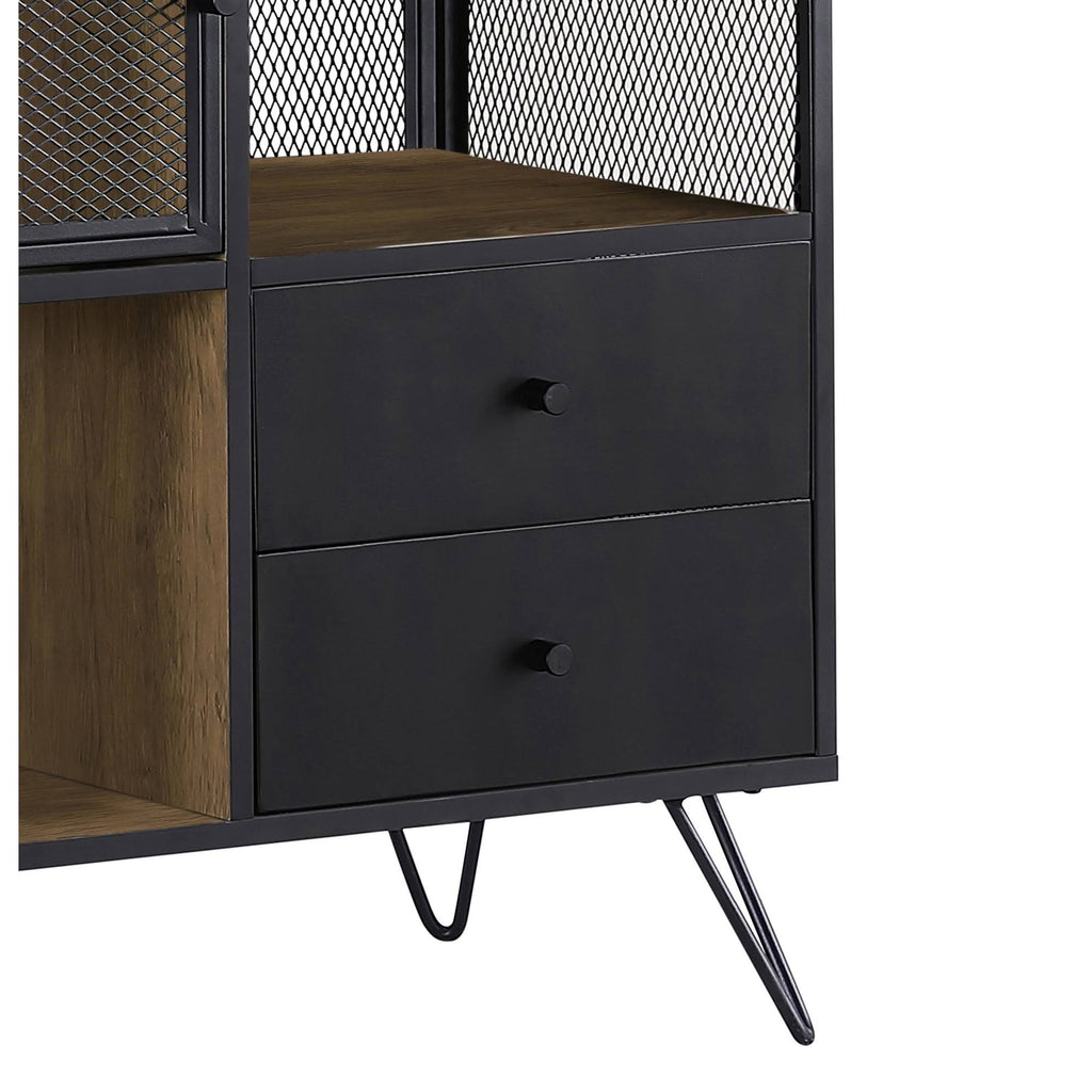 Light Oak Gunmetal Grey Hairpin Leg Accent Cabinet R26811
