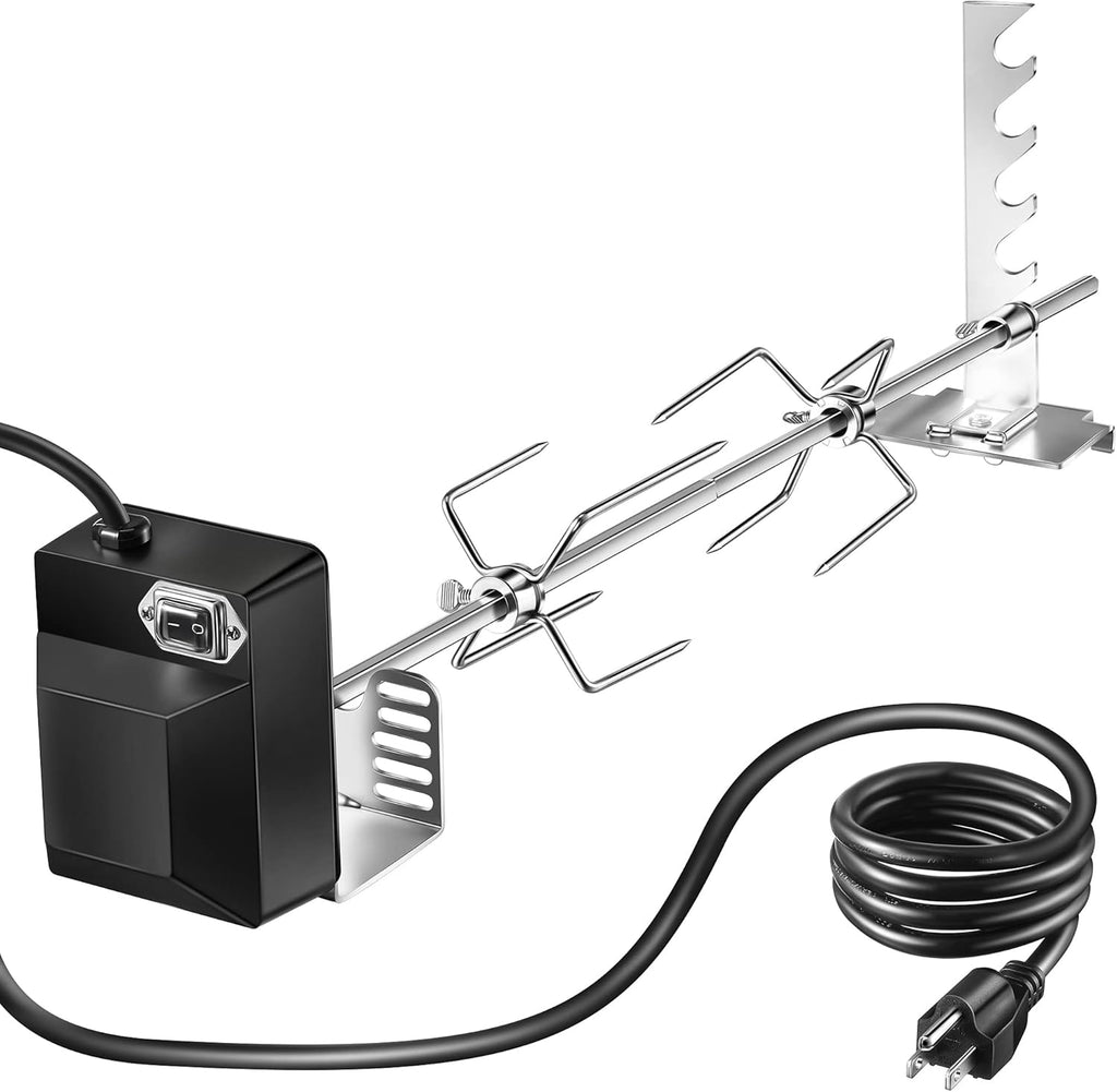 Universal Rotisserie Grill Kit with 120V 4W Motor, 28'' Spit Rod, 2 x 4 Forks R52000