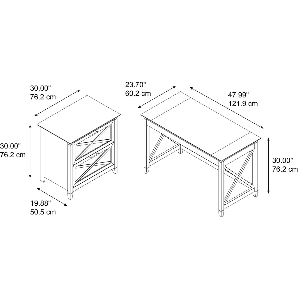 48x22 Engineered Wood Writing Desk with Lateral File Cabinet, Dark Gray Hickory G147876