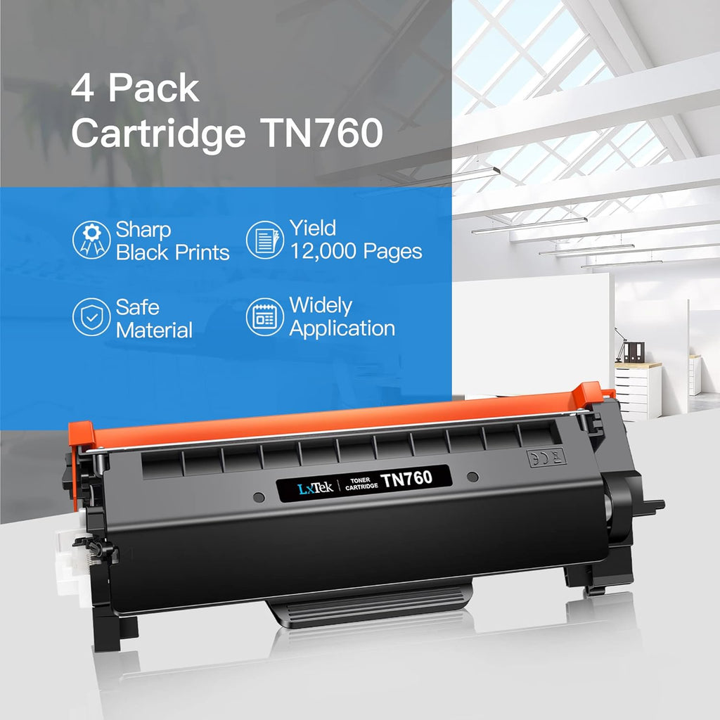 Compatible Toner Cartridge Replacement for Brother TN760 TN730, Black, 4 Pack O138711