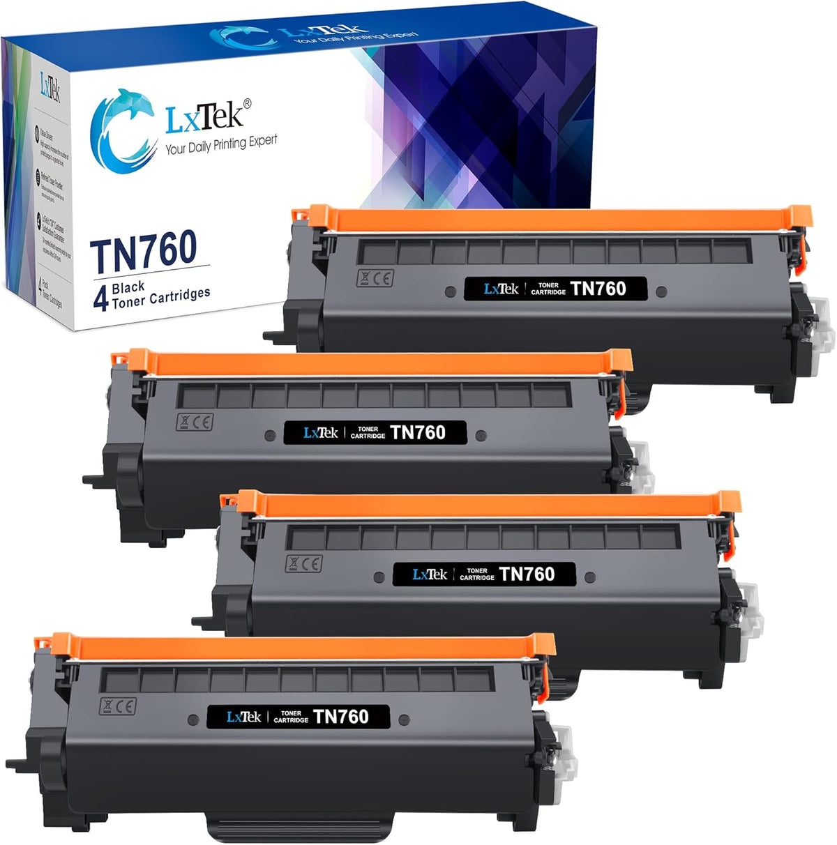Compatible Toner Cartridge Replacement for Brother TN760 TN730, Black, 4 Pack O138711