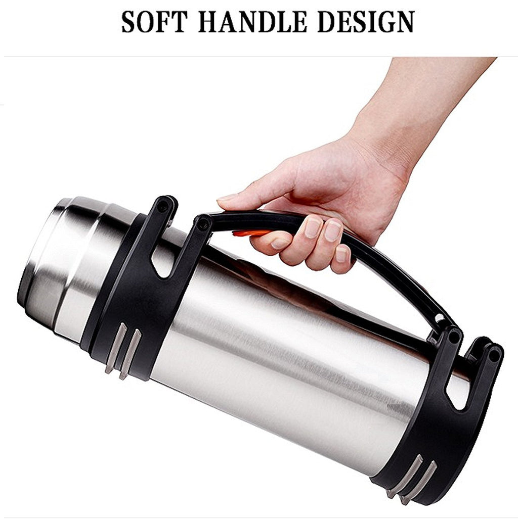 Large Stainless Steel Double Wall Vacuum Insulated Beverage Bottle with Plastic Drinking Mug J662
