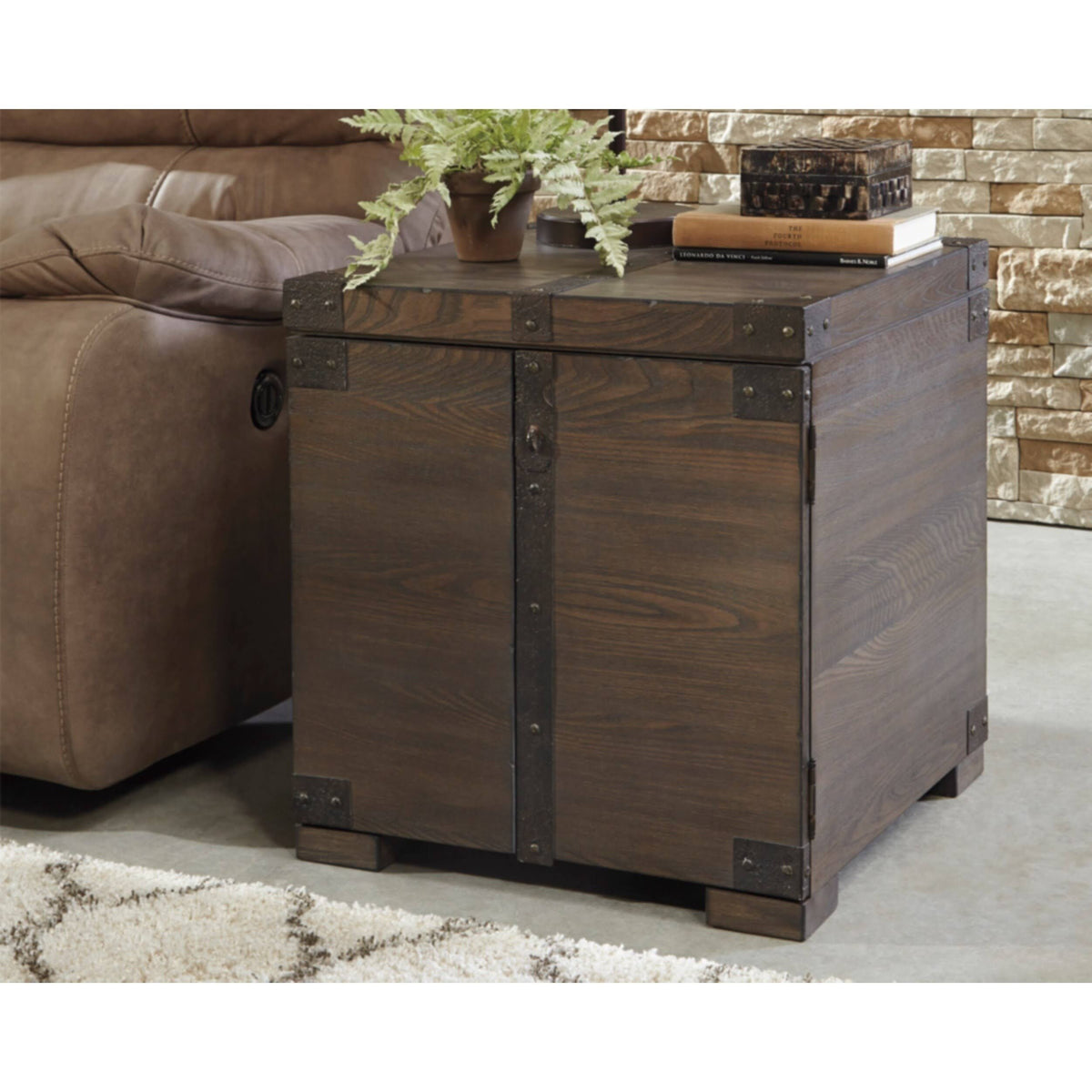 Grayish Brown Square End Table L55415
