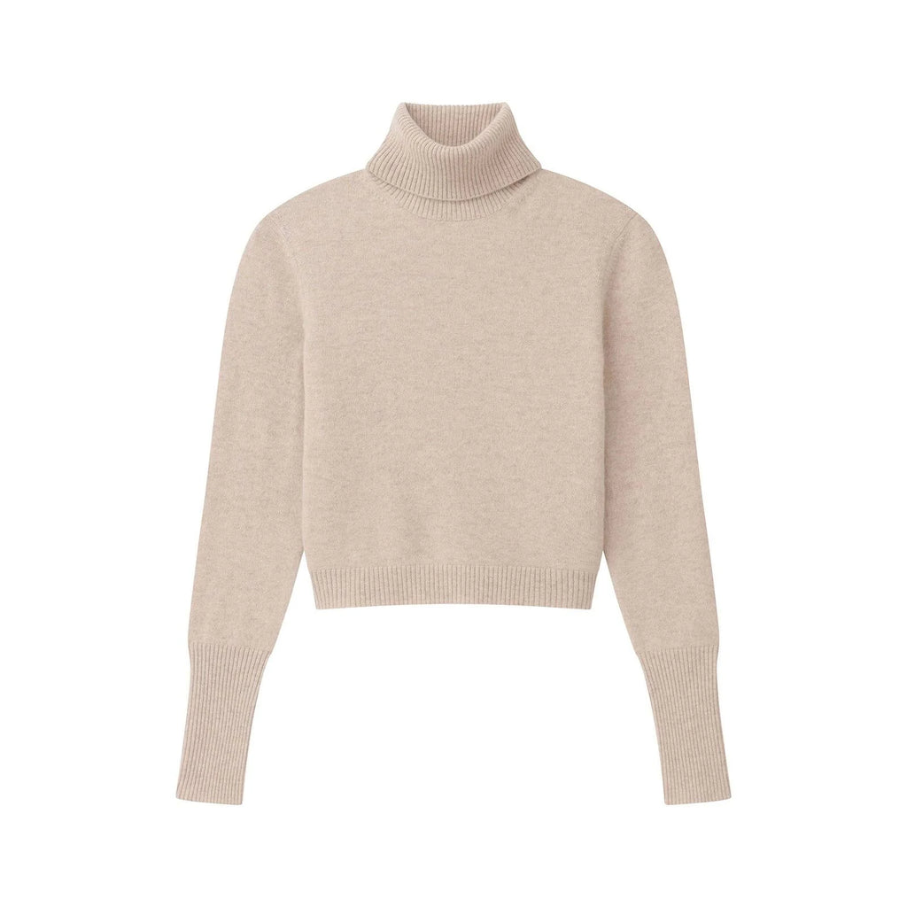 Cashmere Cropped Turtleneck Oatmeal D49624