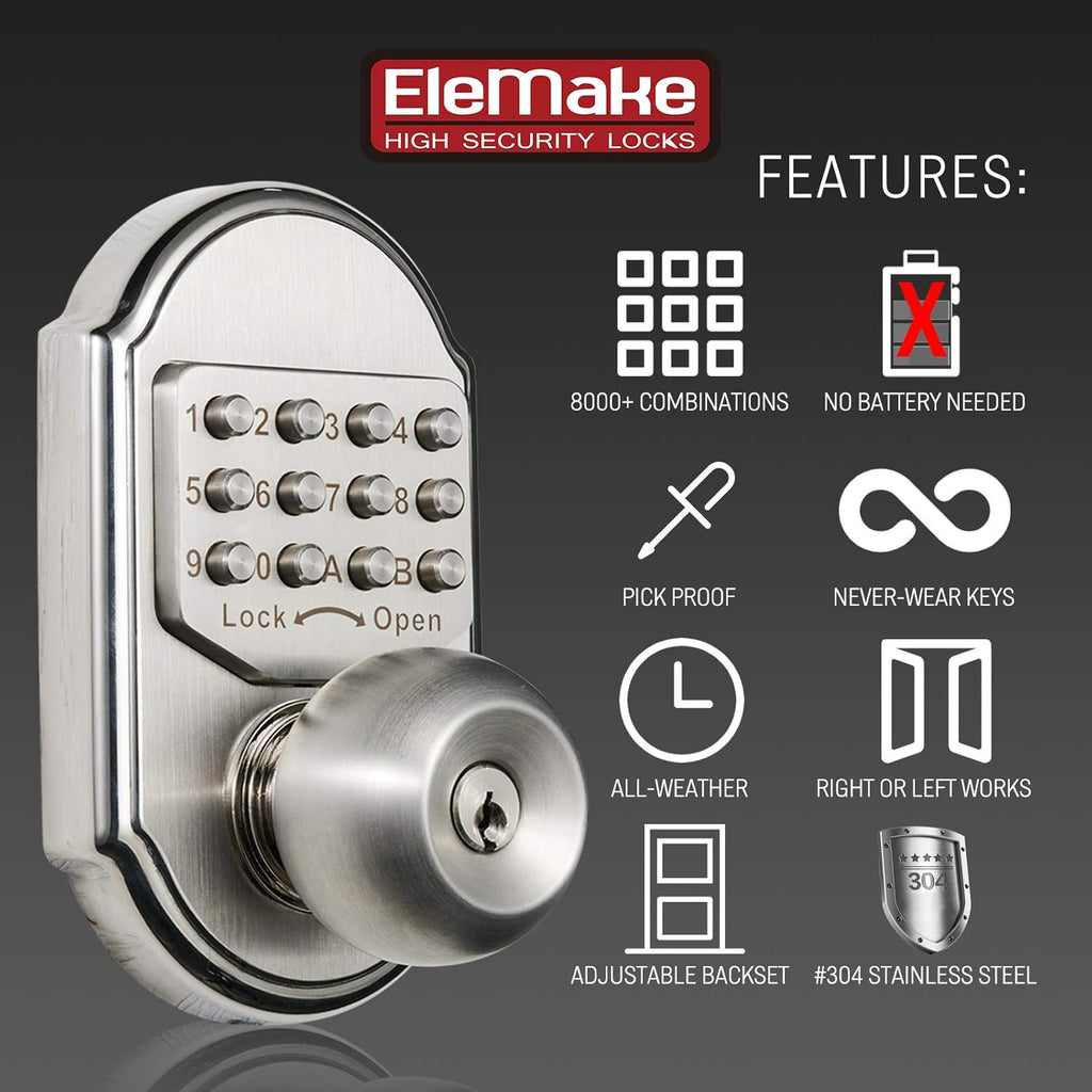 Keyless Entry Keypad Deadbolt Door Lock 304 Stainless Steel Mechanical N115