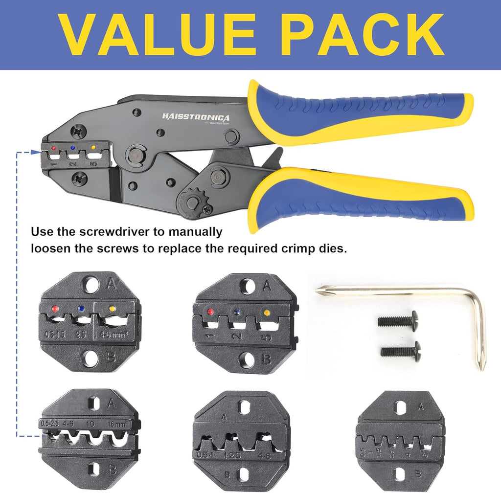 6 Pc Ratchet Wire Crimping Tool Set V40034