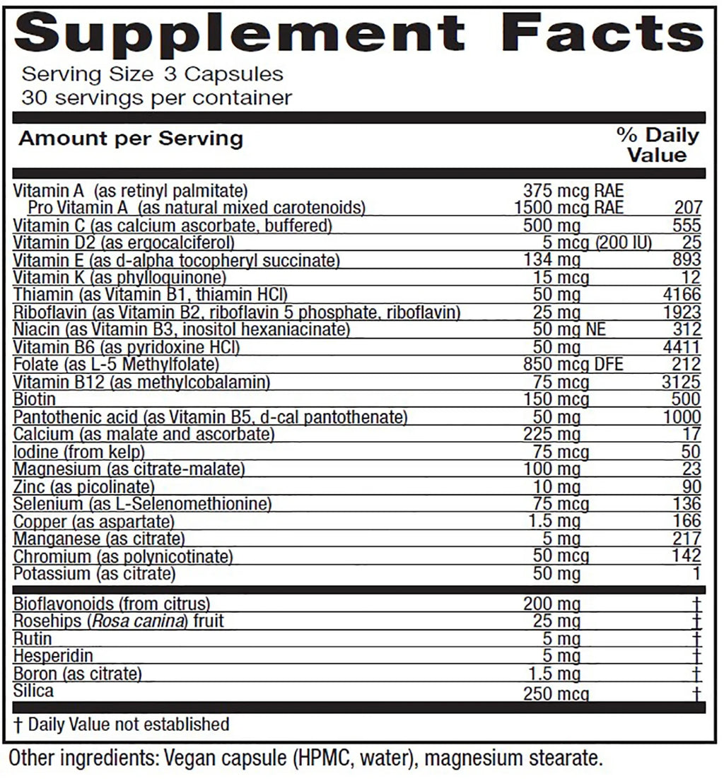 Vegan 90 Capsules Multivitamin and Mineral L625