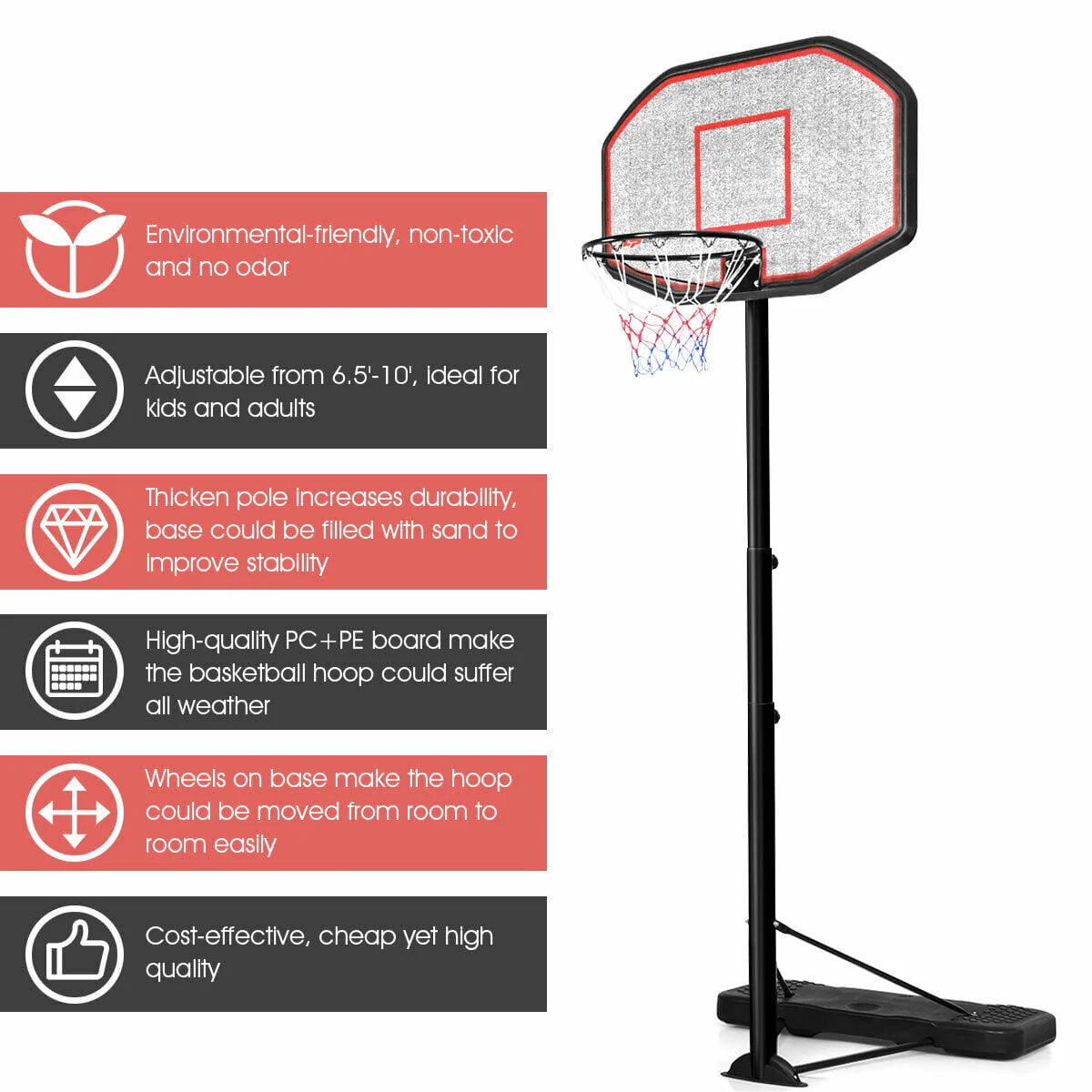 Adjustable Height Basketball Hoop System A760