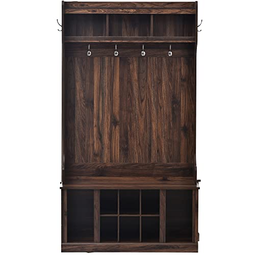 White Hall Tree with Storage Bench and 6 Hooks P6871