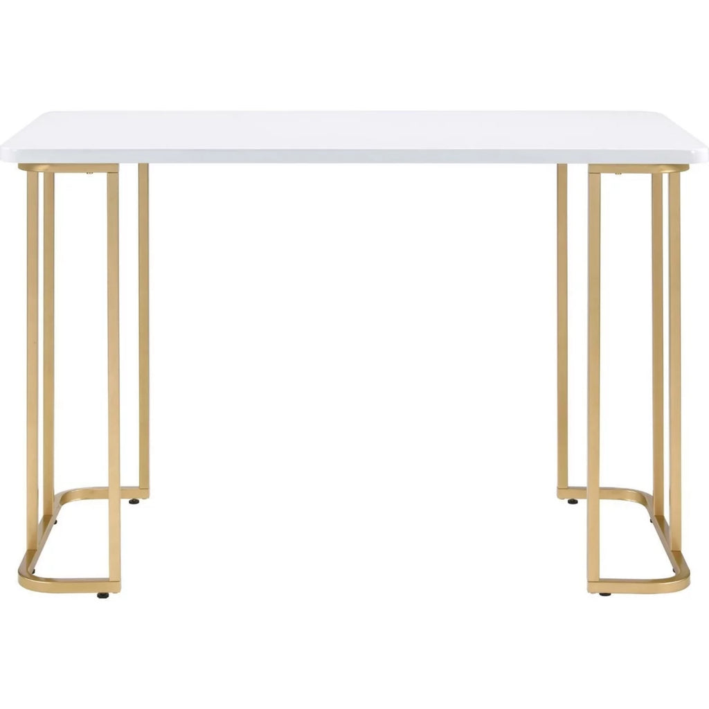 White Writing Desk with Metal Sled Base S518608