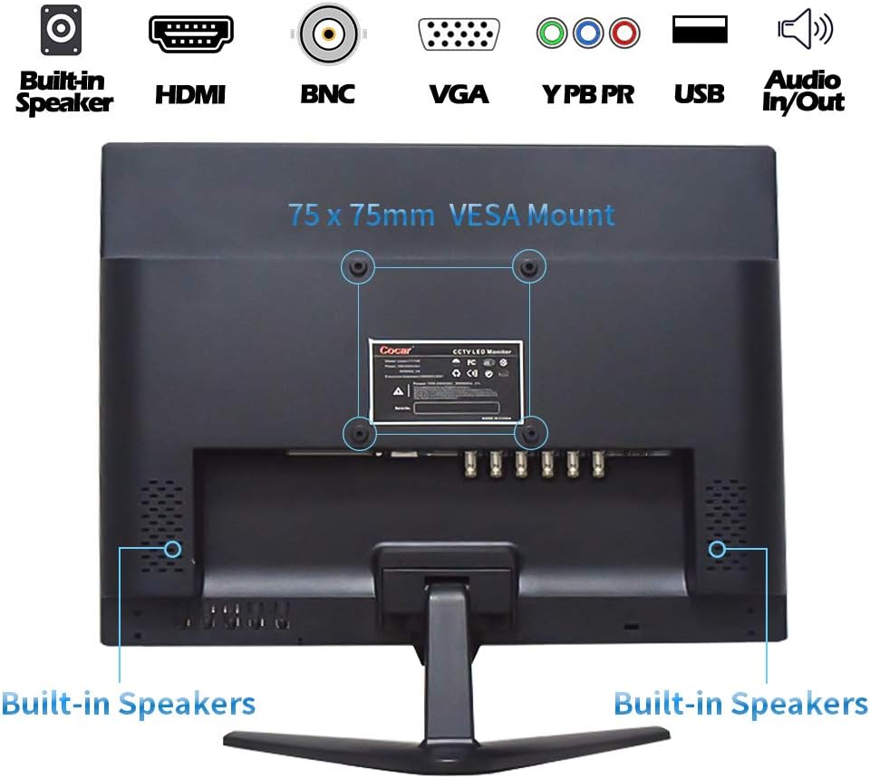 21.5 CCTV Monitor, 16:9 BNC Monitor 1920x1080 TFT LCD Display Y1527