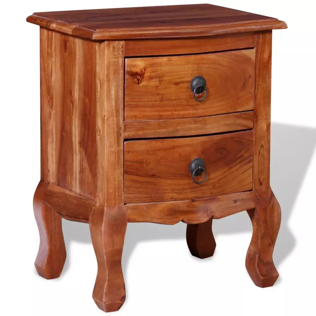 Nightstand with Drawers Solid Acacia Wood A46844