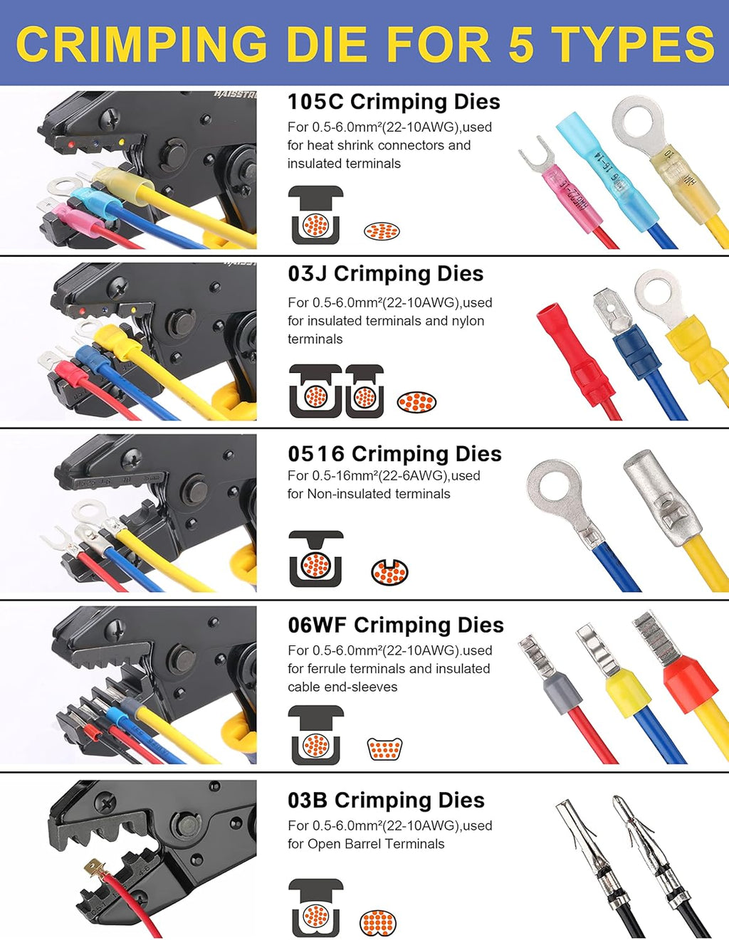 6 Pc Ratchet Wire Crimping Tool Set V40034
