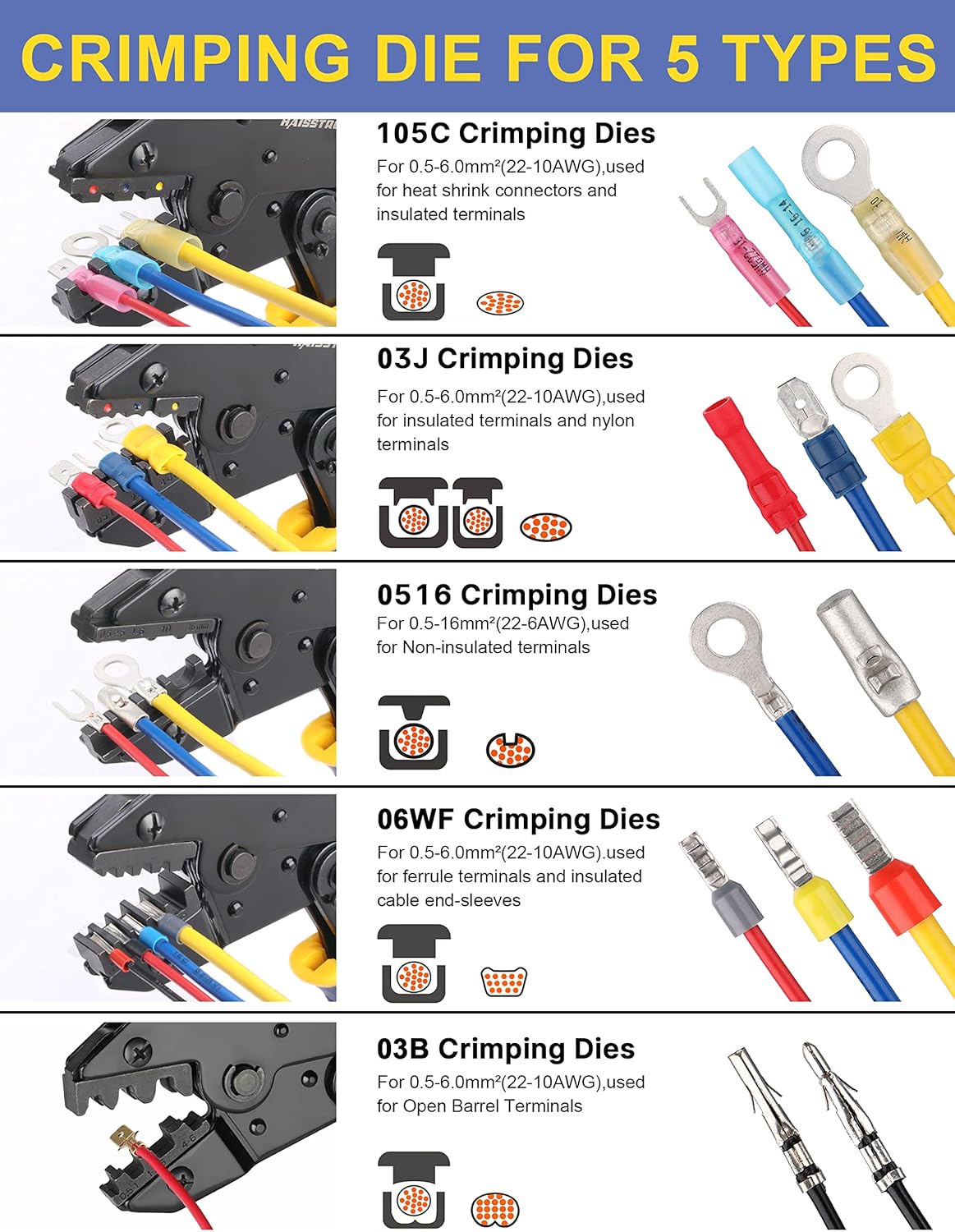 6 Pc Ratchet Wire Crimping Tool Set V40034