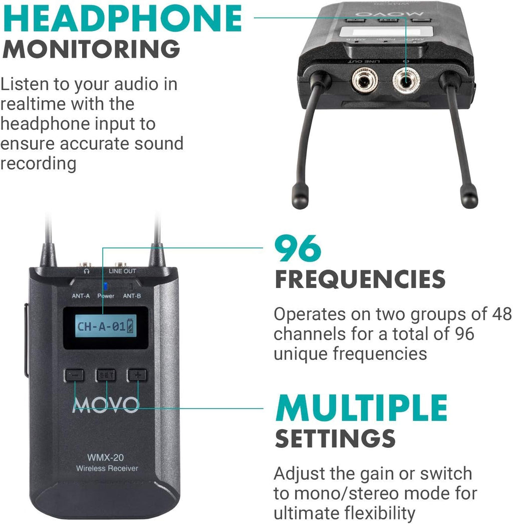 48-Channel UHF Wireless Lavalier Microphone System with 1 Receiver, 1 Transmitter, and 1 Lapel Microphone M57708