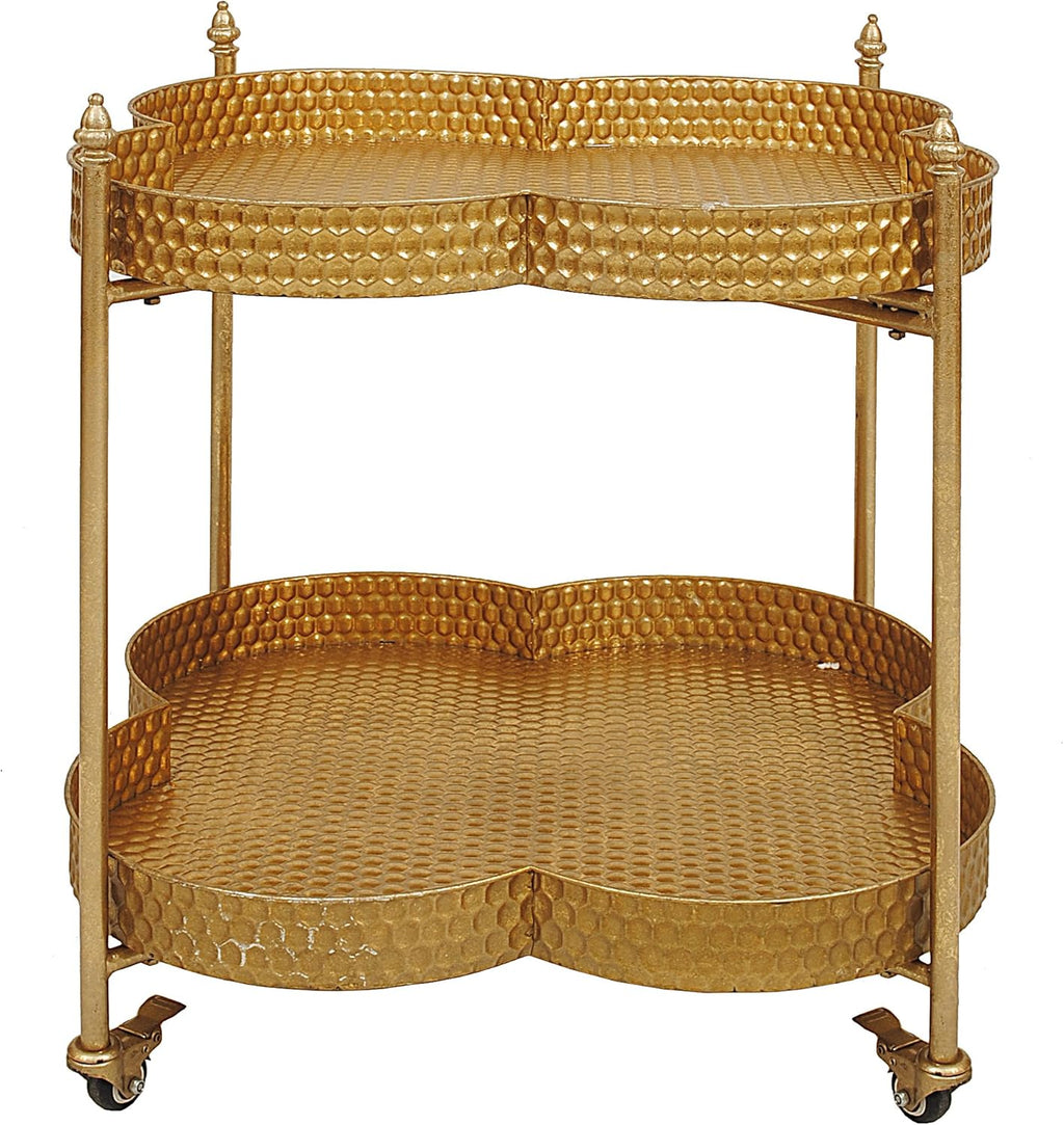 Metal Clover Shaped 2-Tier Bar Cart H7877